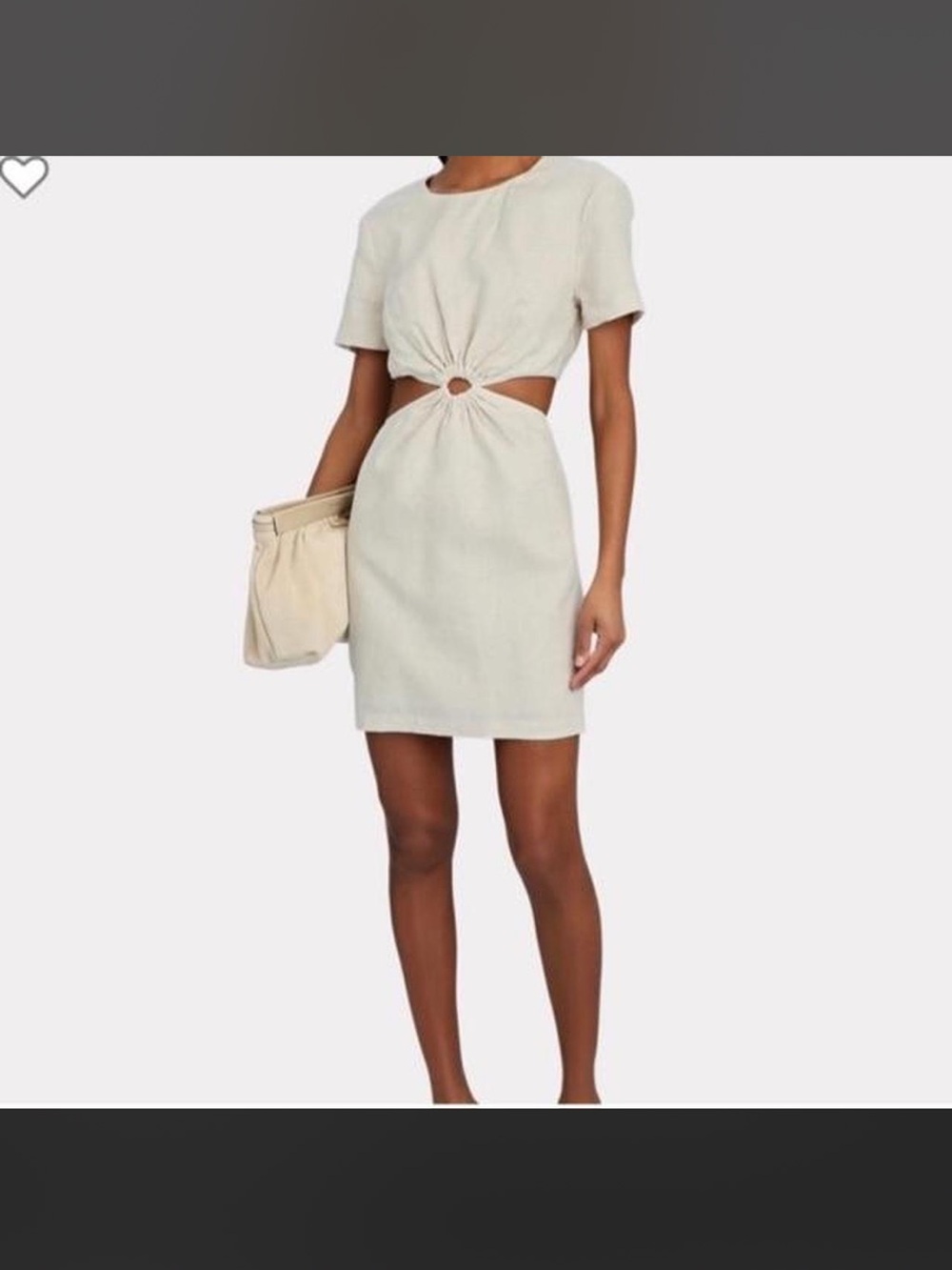 Staud Mini Cut Out Beige Linen Epona dress, size L